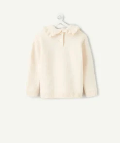 Pull bébé fille col volanté rose