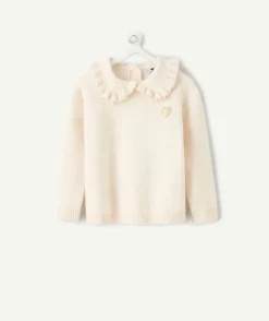 Pull bébé fille col volanté rose