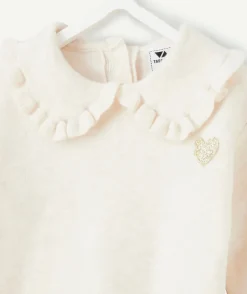 Pull bébé fille col volanté rose
