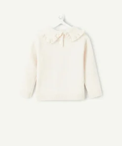 Pull bébé fille col volanté rose