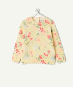 Pull bébé fille jaune imprimé floral