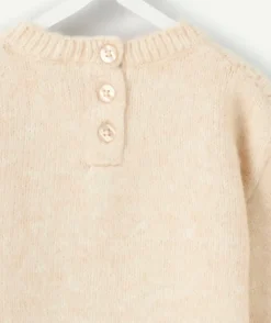 Pull bébé fille maille ajourée écru