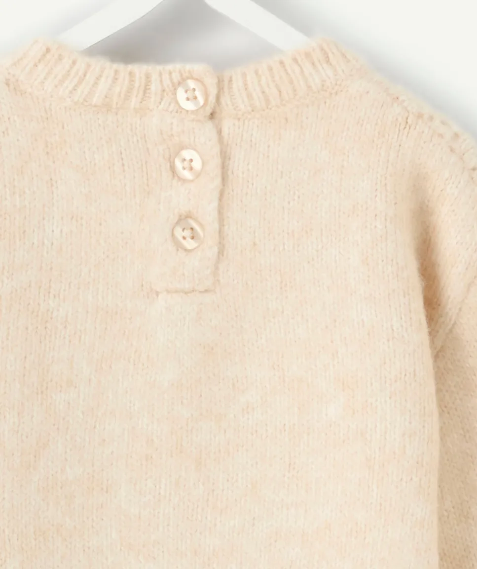 Pull bébé fille maille ajourée écru