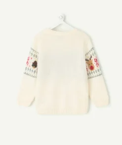 Pull bébé garçon en maille écru imprimé
