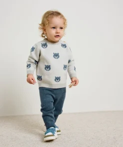 Pull bébé garçon gris motifs ours