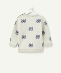 Pull bébé garçon gris motifs ours