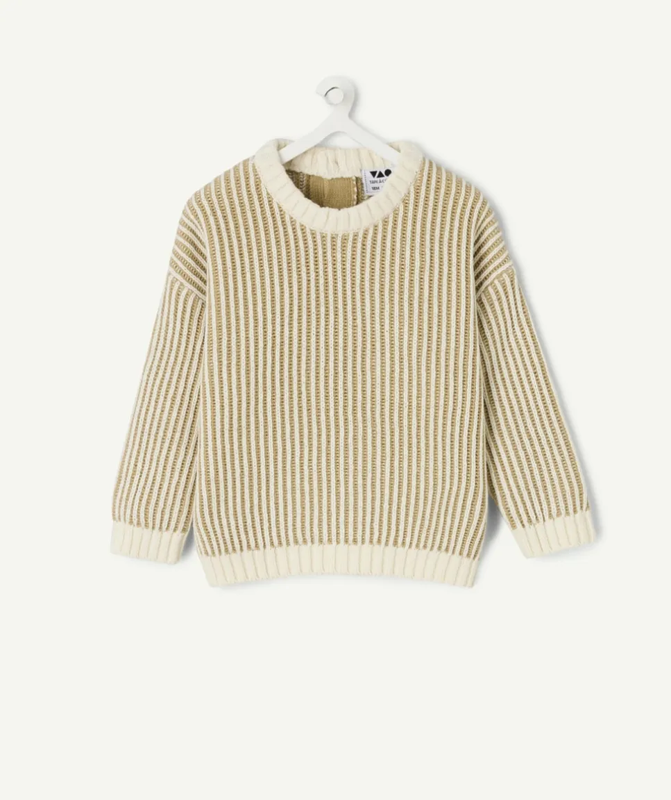 Pull bébé garçon rayé kaki