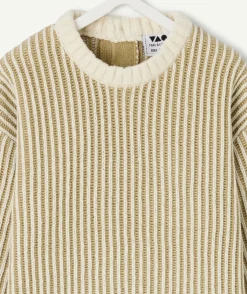 Pull bébé garçon rayé kaki