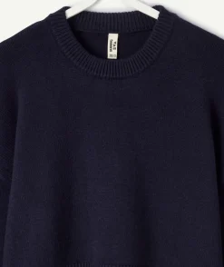Pull fille court bleu marine