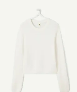 Pull fille droit blanc