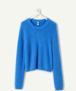 Pull fille droit bleu