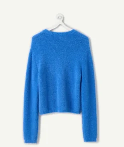 Pull fille droit bleu