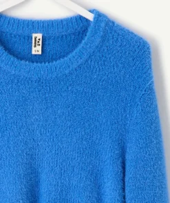 Pull fille droit bleu