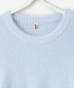 Pull fille droit bleu clair