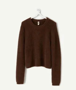 Pull fille droit marron