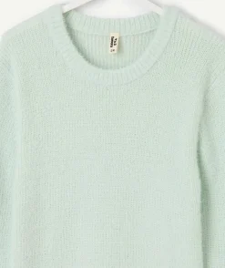 Pull fille droit vert pastel