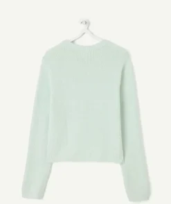 Pull fille droit vert pastel