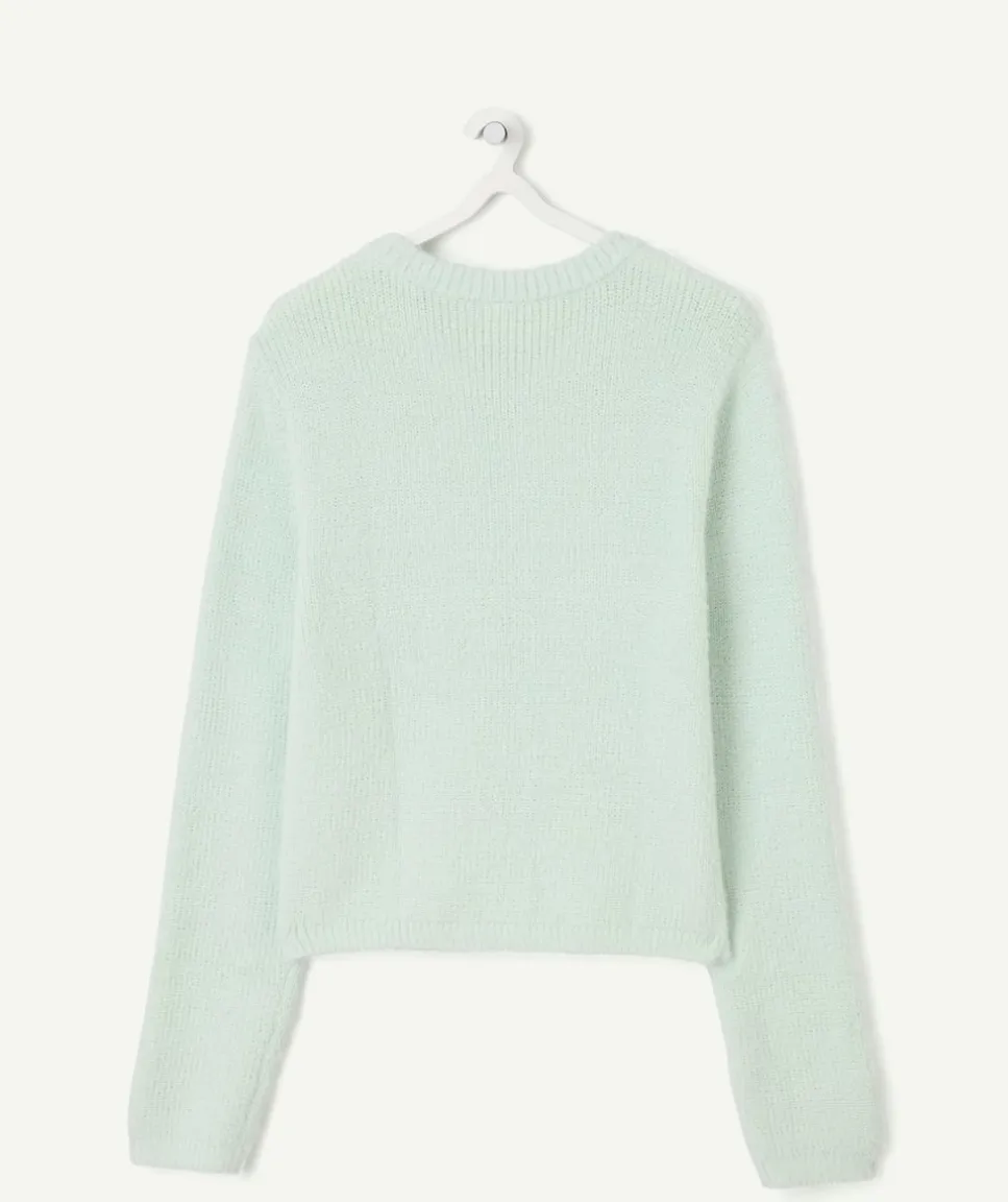 Pull fille droit vert pastel