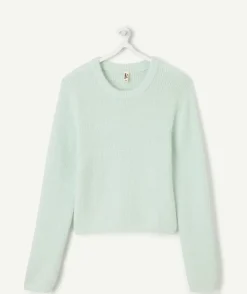 Pull fille droit vert pastel