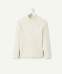 Pull fille en coton écru