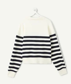 Pull fille oversize rayé