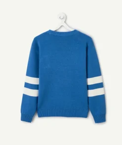 Pull garçon bleu avec patch brodé