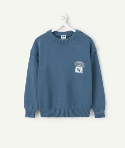 Pull garçon imprimé street vibes bleu