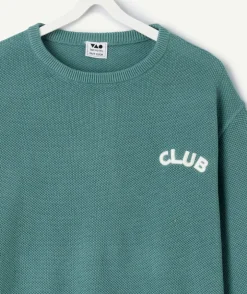 Pull garçon vert imprimé message