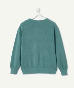 Pull garçon vert imprimé message