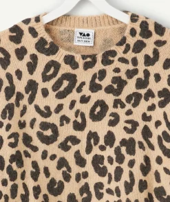 Pull imprimé léopard beige fille