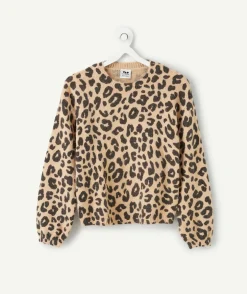 Pull imprimé léopard beige fille