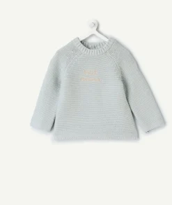 Pull naissance garçon gris imprimé message
