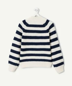 Pull rayé bleu et blanc fille