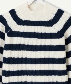 Pull rayé bleu et blanc fille