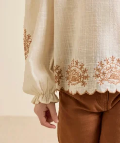 Pull sans manches fille bleu en maille