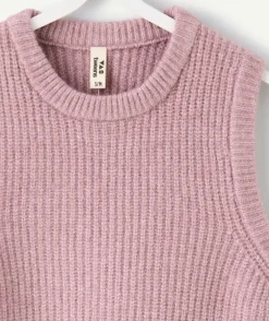 Pull sans manches fille droit rose