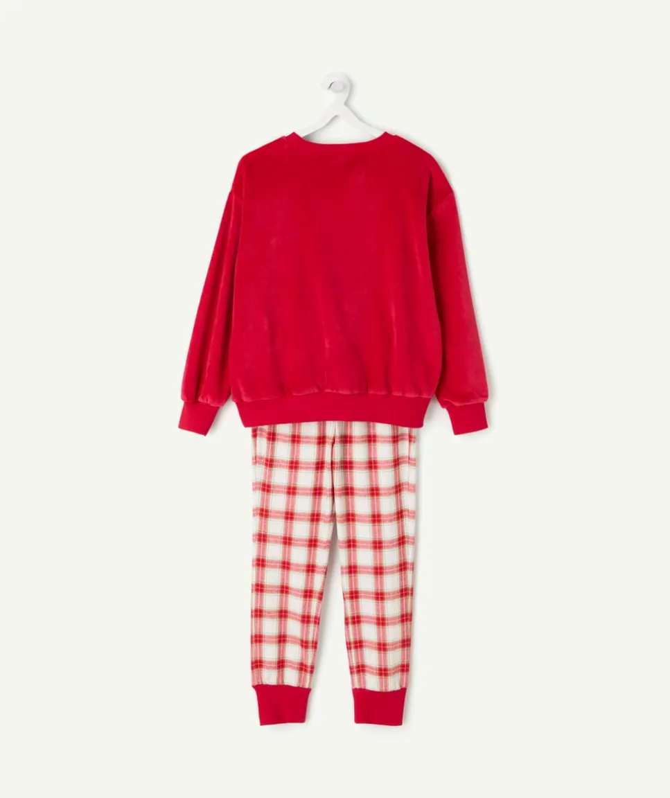 Pyjama chaud effet polaire garçon rouge avec message imprimé noël