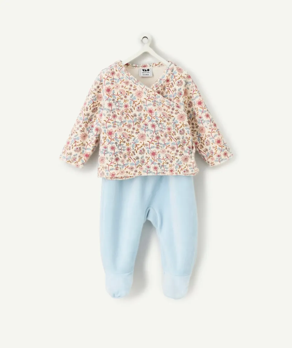 Pyjama chaud effet velours bébé fille imprimé fleuri