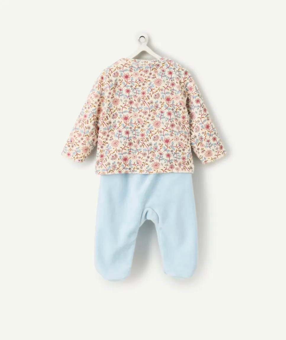 Pyjama chaud effet velours bébé fille imprimé fleuri