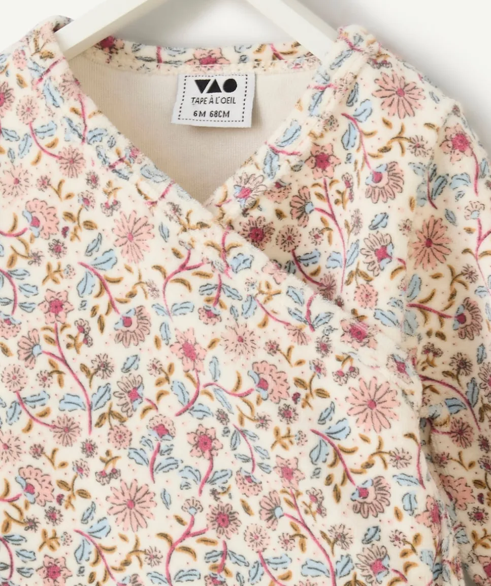 Pyjama chaud effet velours bébé fille imprimé fleuri