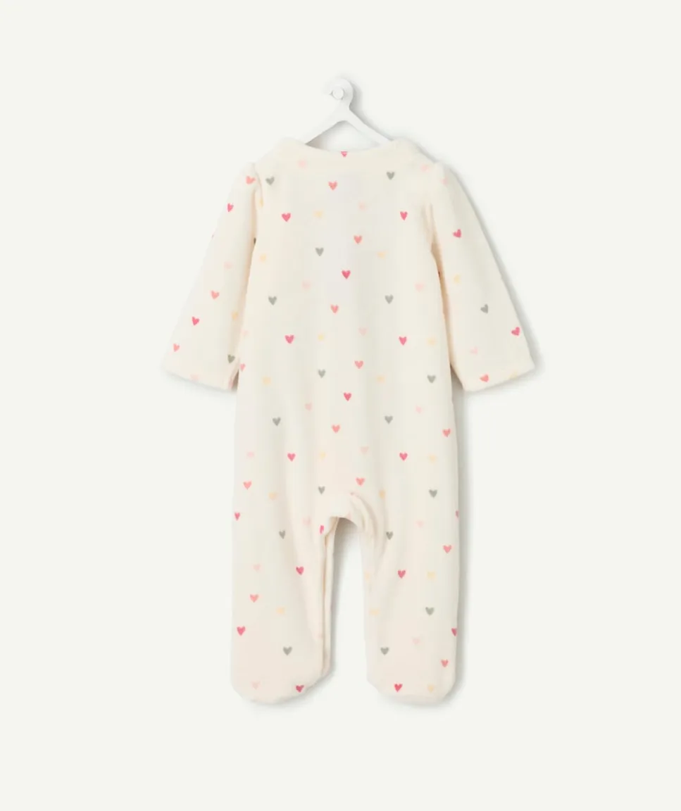 Pyjama chaud effet velours bébé fille imprimé cœur