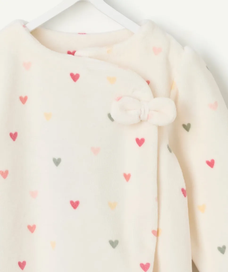 Pyjama chaud effet velours bébé fille imprimé cœur