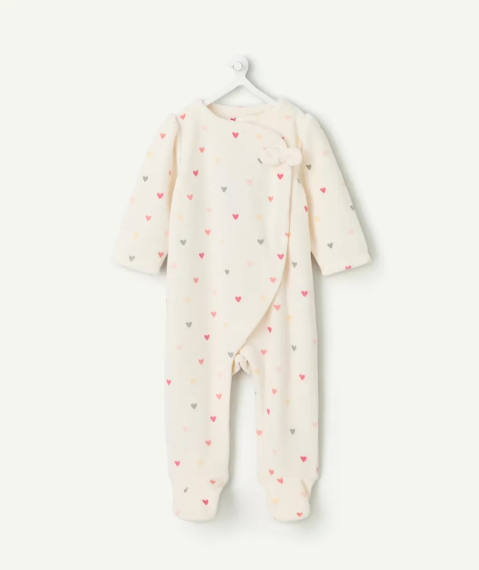 Pyjama chaud effet velours bébé fille imprimé cœur