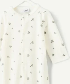 Pyjama chaud effet velours bébé fille coton imprimé blanc