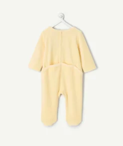 Pyjama chaud effet velours bébé fille jaune avec imprimé cœur