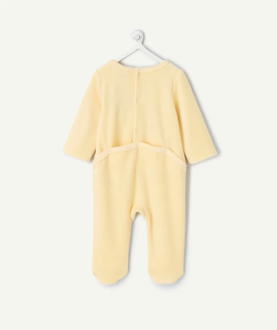 Pyjama chaud effet velours bébé fille jaune avec imprimé cœur