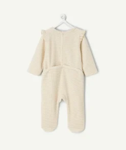 Pyjama chaud effet velours bébé fille rayé imprimé oiseau