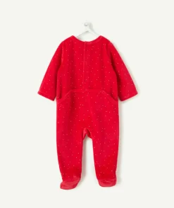 Pyjama chaud effet velours bébé rouge imprimé