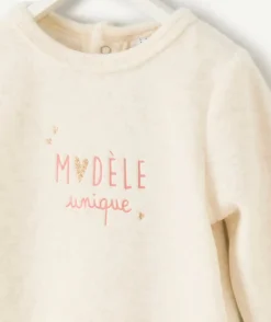 Pyjama chaud effet velours bébé fille écru