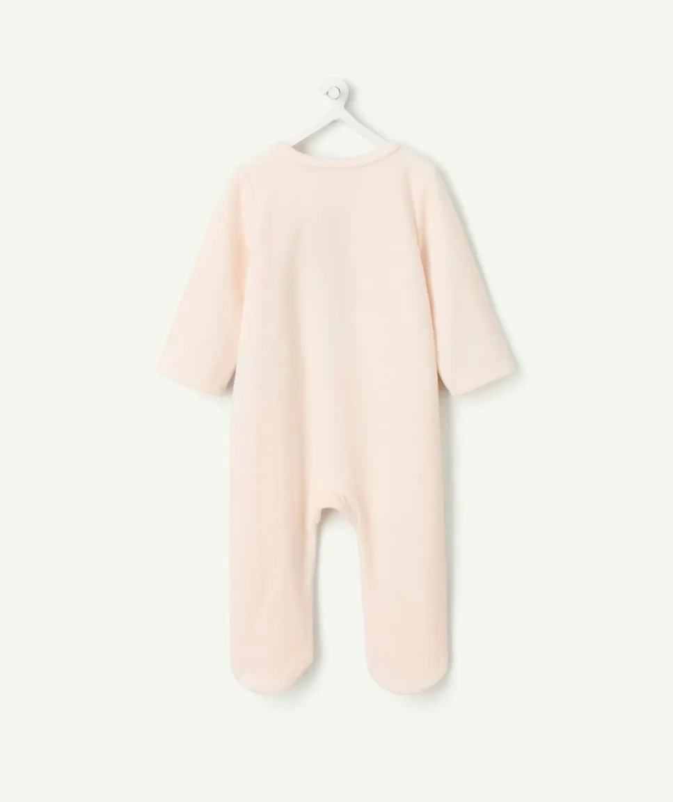 Pyjama chaud effet velours bébé fille beige motif chat
